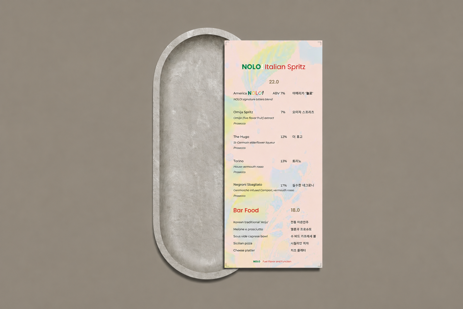 NOLO! menu mock up